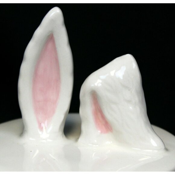 Magenta White Porcelain Easter Bunny Teapot Whimsical Rabbit Ears Ceramic - Picture 6 of 12